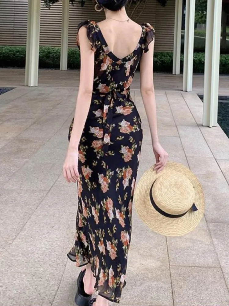 Женское платье-жилет ZHANGKUNLIN с цветочным принтом