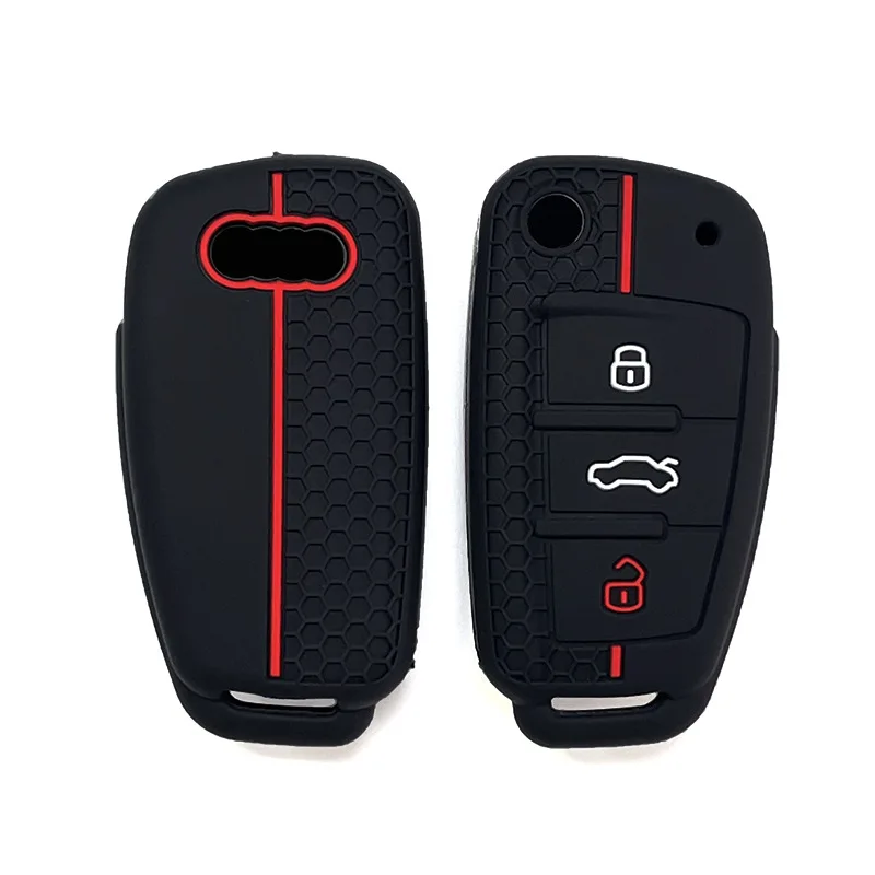 Фото Для Audi A4 B7 A6 C5 C6 A1 A3 8P TT Q3 Q2 Q7 TTS R8 S3 S6 RS3 RS6 Аксессуары Силиконовые колпачки для автомобильных ключей Чехол Брелок-брелок №4