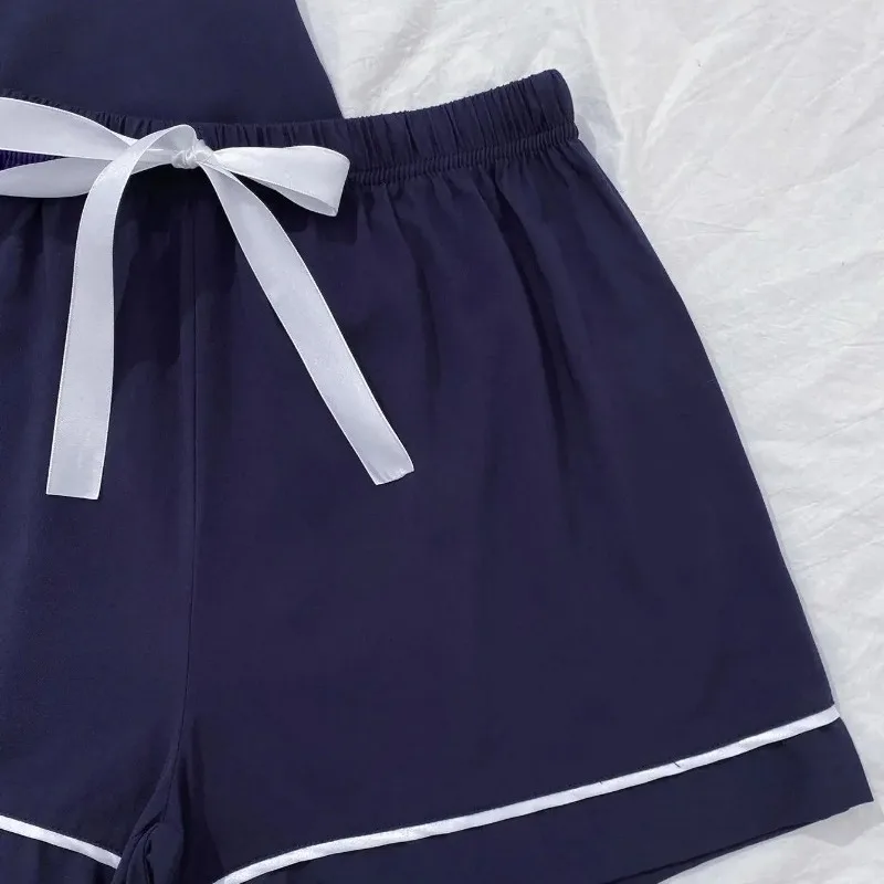 Летние женские пижамные комплекты топ с коротким рукавом и английским