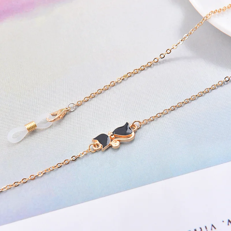 

Цепочка для очков «черная кошка», креативная цепочка для очков, аксессуар для солнцезащитных очков, ожерелье золотого цвета с веревкой для ...