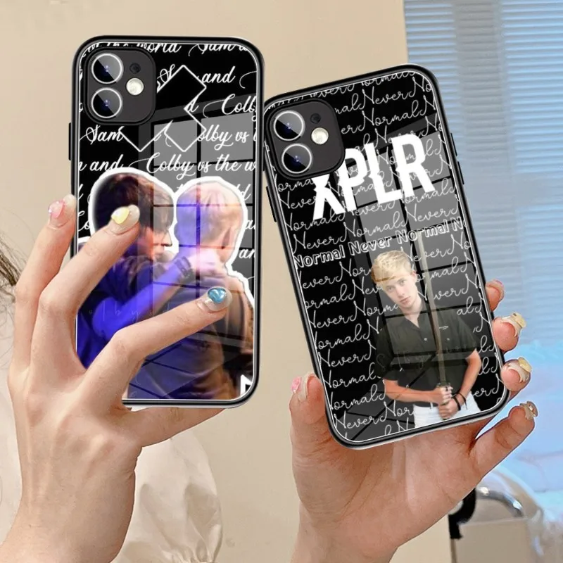 

sam and colby XPLR Phone Case Glass 14 13 11 12 Pro 8 7 Plus X 13 Pro MAX XR XS MINI Black Covers