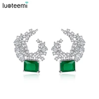 luoteemi earings fashion jewelry 2021 stud earrings for women geometric milk green zircon earrings boucles doreilles bridesmaid