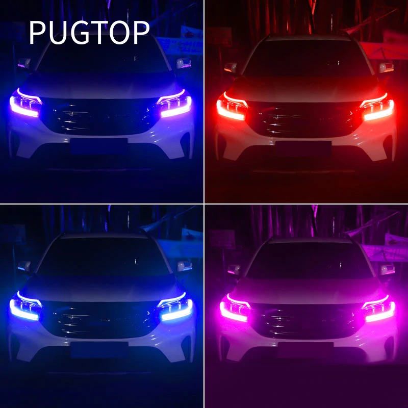 

Автомобильные светодиодные дневные ходовые огни, гибкая водонепроницаемая полоса, s Белый указатель поворота, желтый стоп-светильник, 2 шт., ...