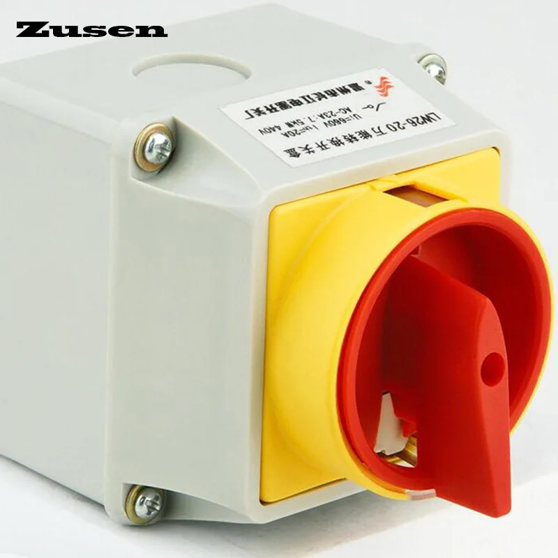 

Zusen Cam Switch LW26GS-20/04-1 690V 20A with IP65 Box Universal Switch Lock Rotary 4 Poles 8 Terminals 2 Position Switch
