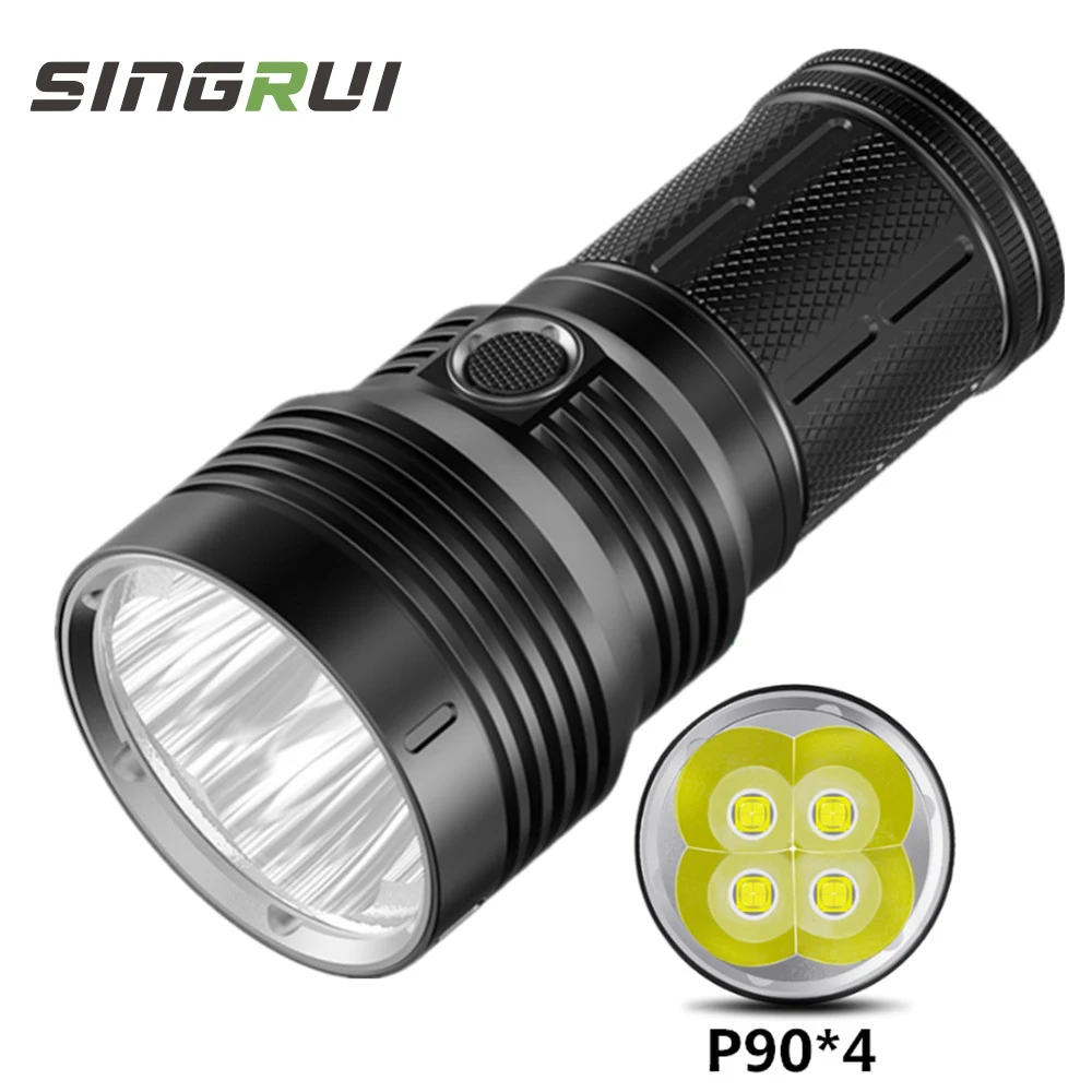 

SINGRUI 4PCS P90 High-brightness Lamp Beads Flashlight 12000 Lumens Built-in 4*18650 batteries 10400mAh/12800mAh Large Capacity