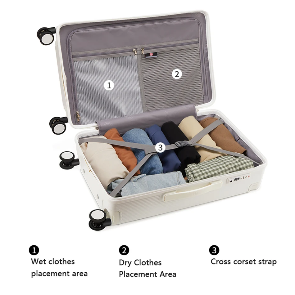 Wide tie rod luggage universal wheel durable suitcase men luggage case