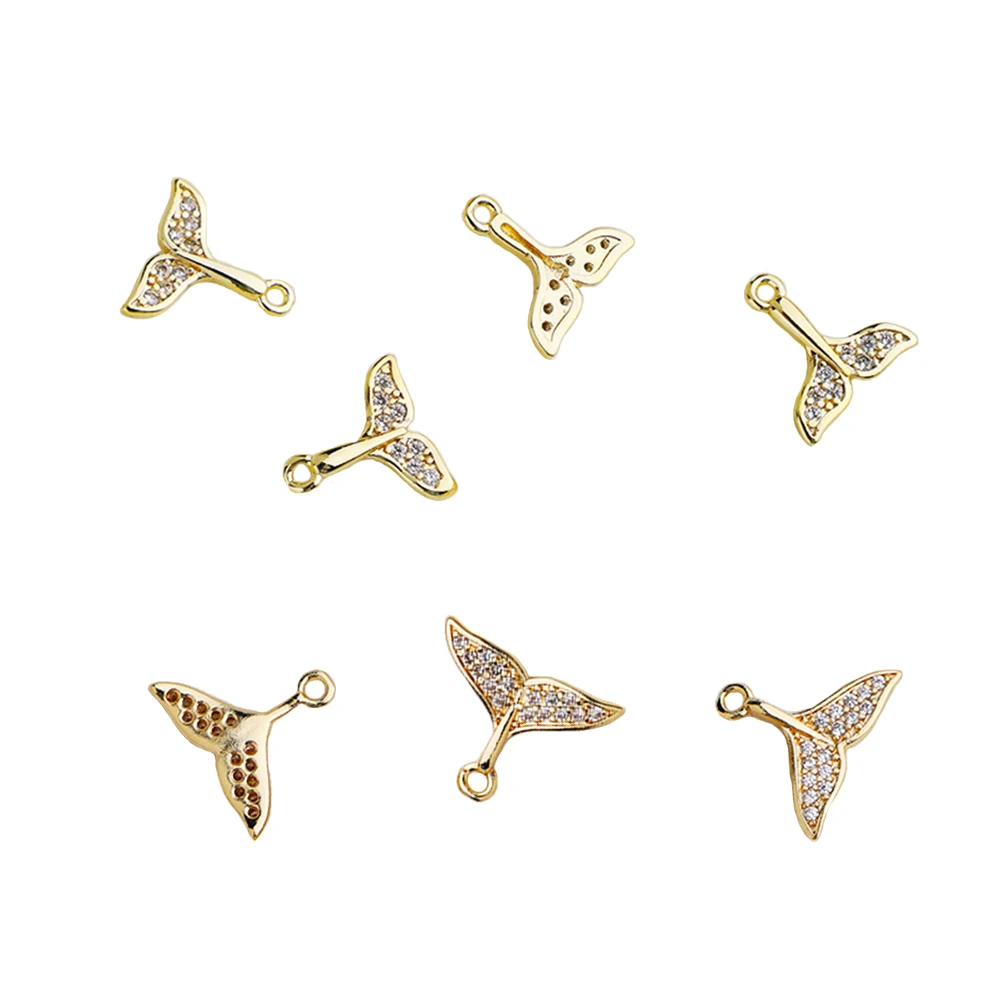 

1Couple Piercing Luxury Dangle Charms Mermaid Tail Pendants Zircon Embellishment for Nail Tips High Quality Manicure Punk Alloy