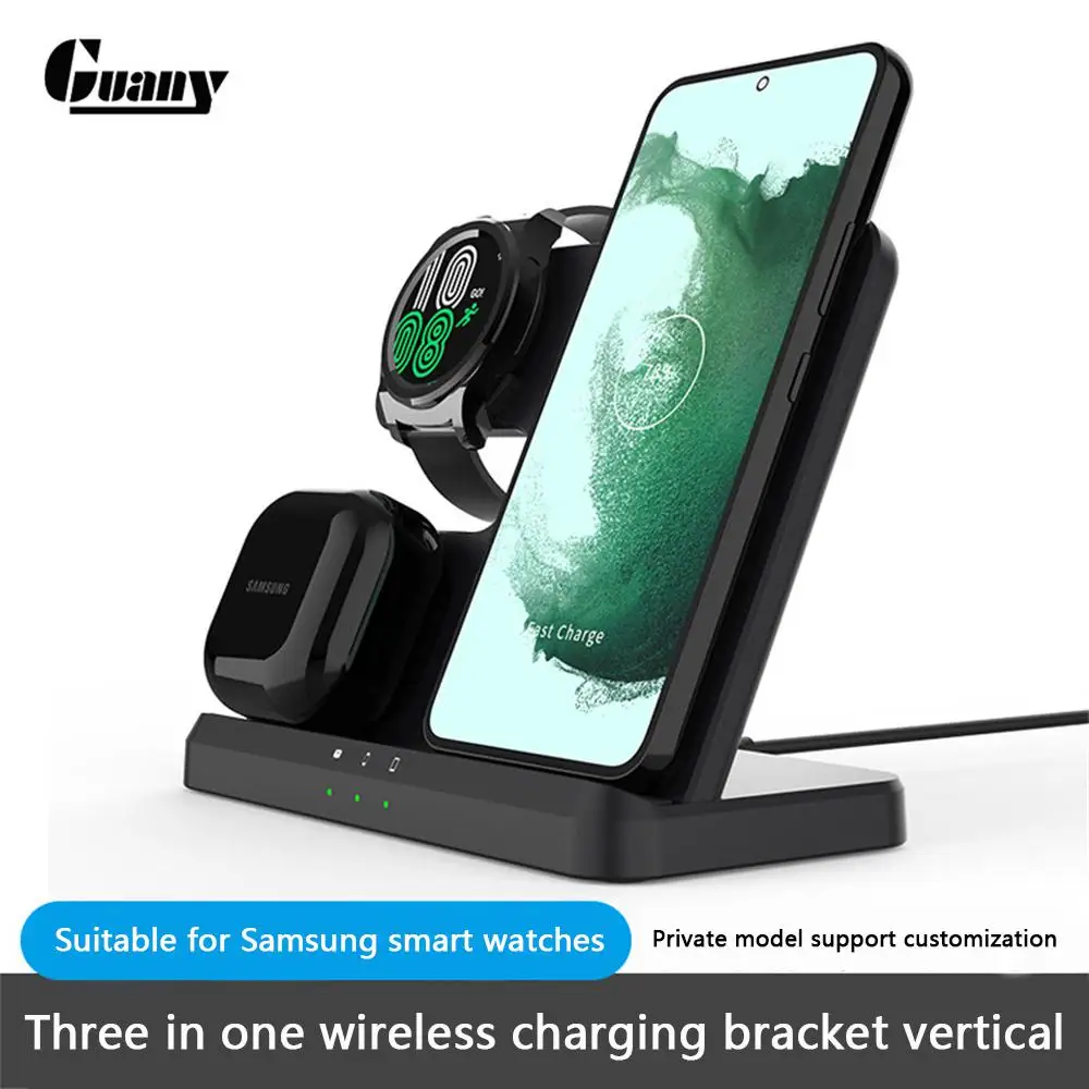 

3 In1 Fast Charging Dock Station Anti-slip Silicone Wireless Charger Office Accessories Desktop Chargers Heat Dissipation 15w