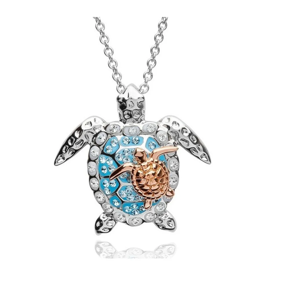 

Fashion Necklace Jewelry Round Crystal Turtle Pendant Necklaces Tortoise Ocean Pendant Jewelery for Women Mom Wife Gifts