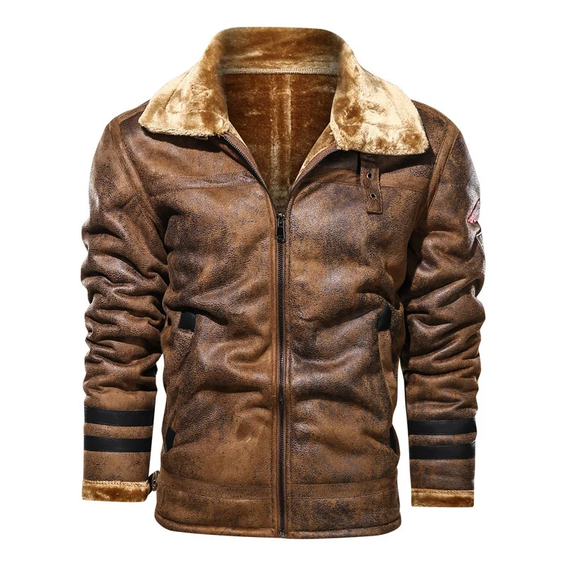 

2023 Jacket Tactical Faux Leather Jackets Outwear Fleece Coats Fur Inner Windbreaker Men's Winter Thick Warm Military Bomber Pu