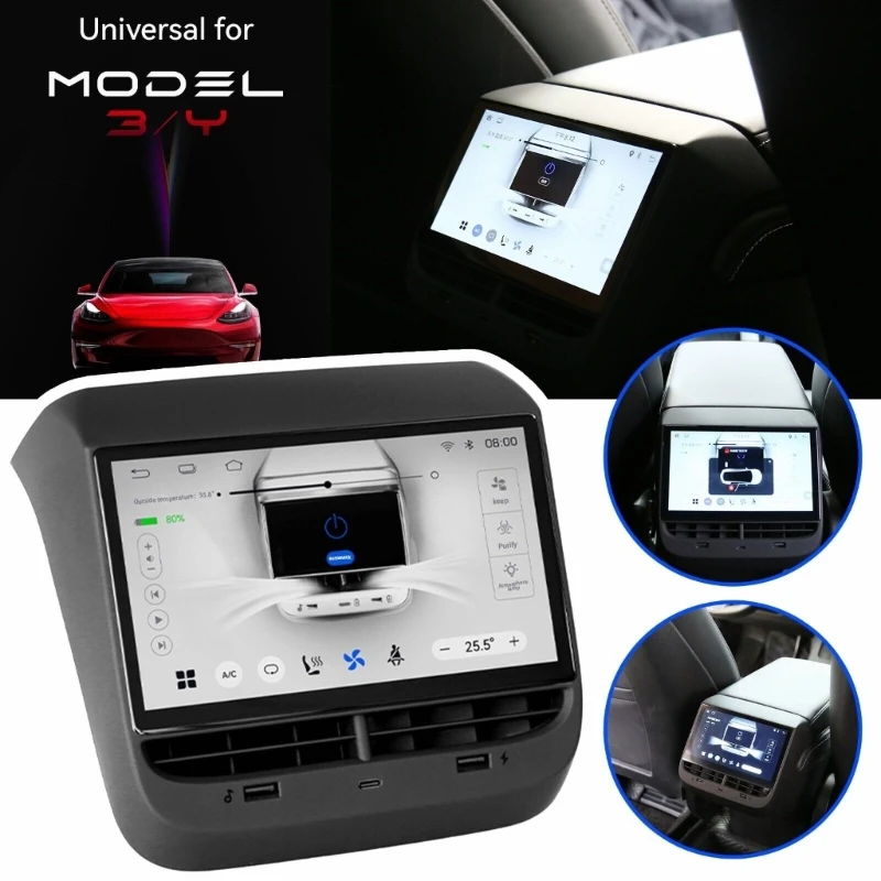 

Rear Control Display Entertainment Screen 7 Inch Vehicle IPS-Air Multimedia System Wireless Carplay- for Tesla Model 3/Y R2LC