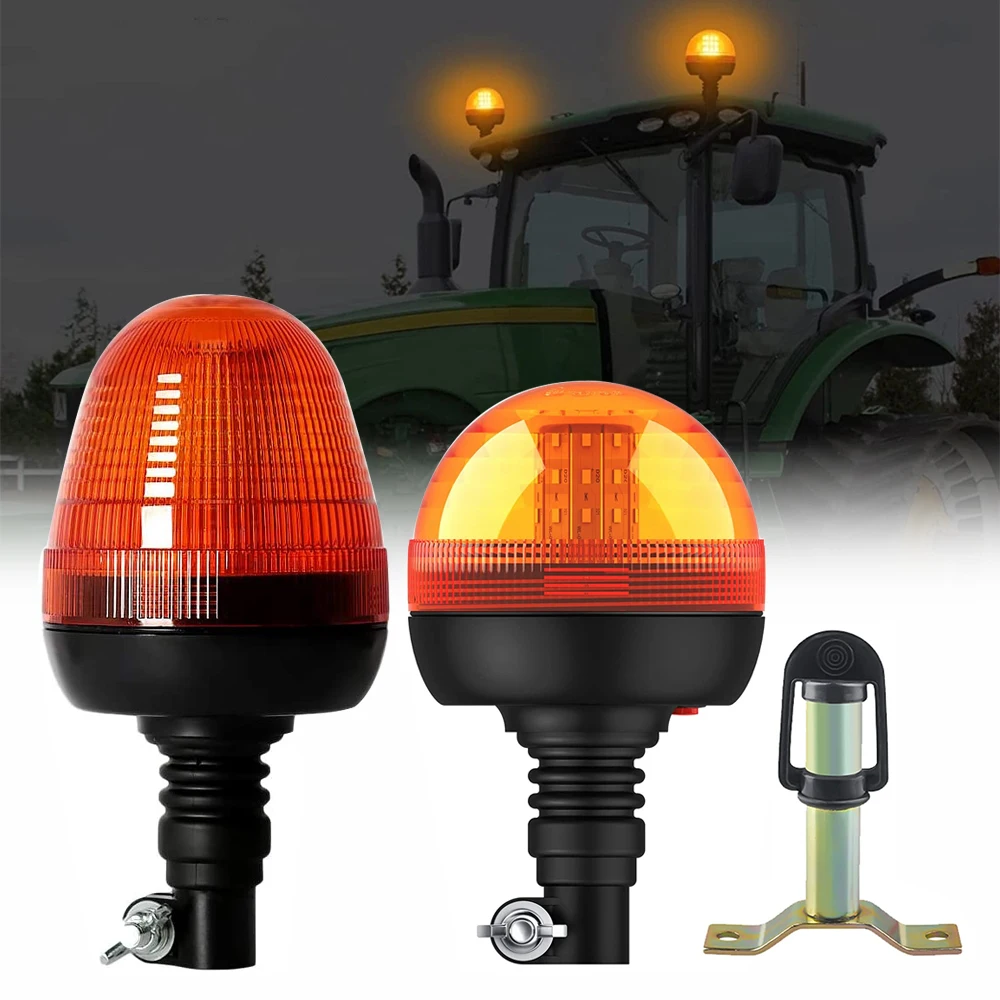 

12V 24V LED Amber Tractor Strobe Warning Light Beacon Rotary Flashing Emergency Signal Lamp For Truck Car Trailer Motorcycle