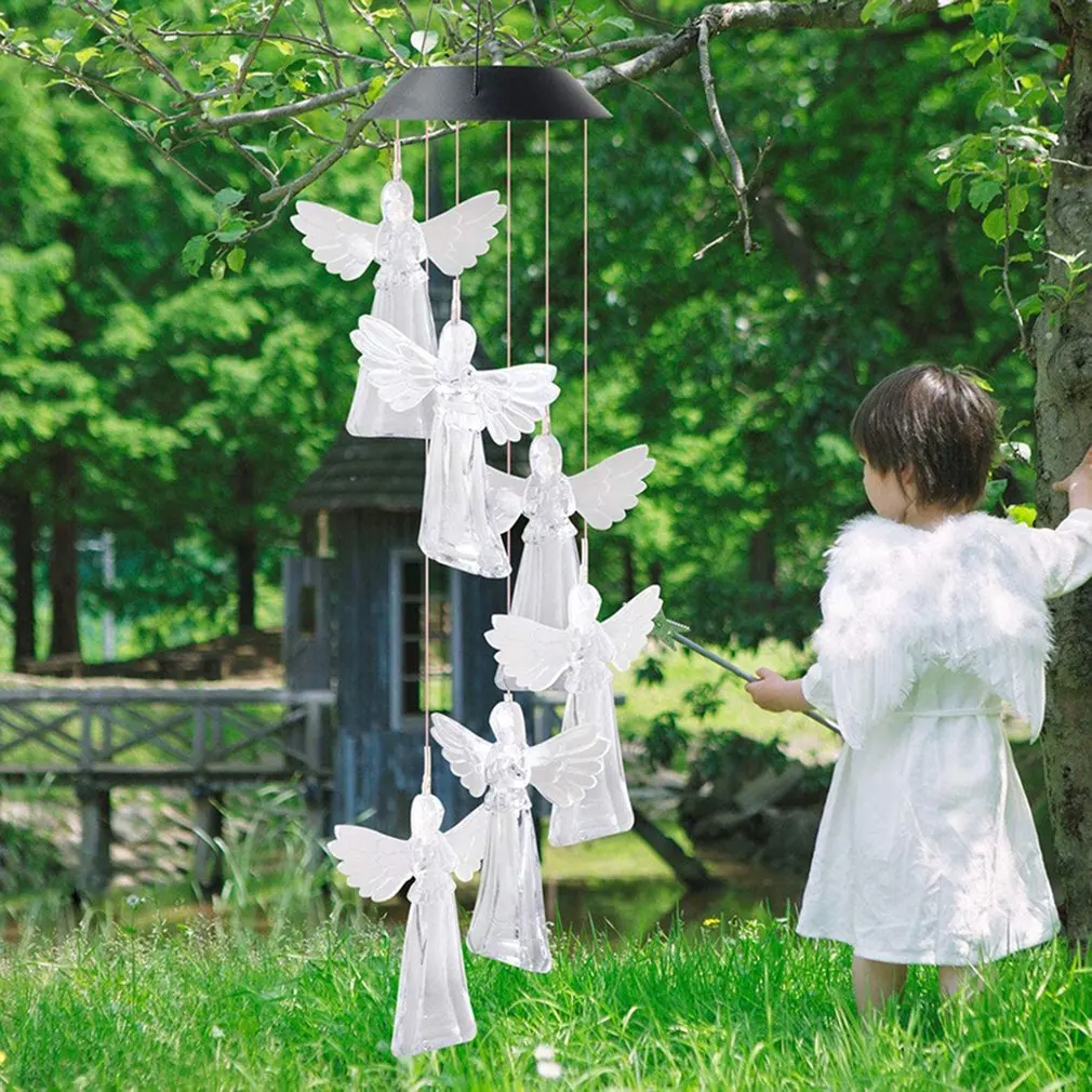 

Solar Angel Wind Chime Light Elegant Wall Hanging Decor Ornament Outdoor Garden
