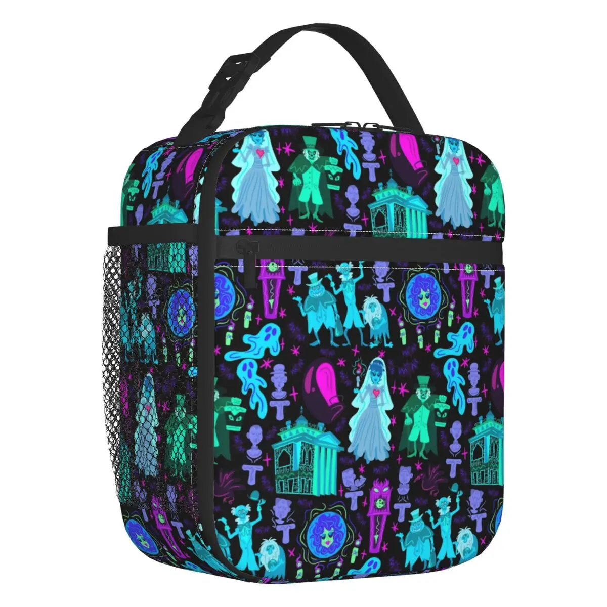 Haunted Mansion Insulated Lunch Bags for Women Halloween Grimace Portable Cooler Thermal Food Lunch Box School