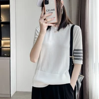 tb four bar short sleeved t shirt womens pure cotton knitted fashion loose design small trendy brand