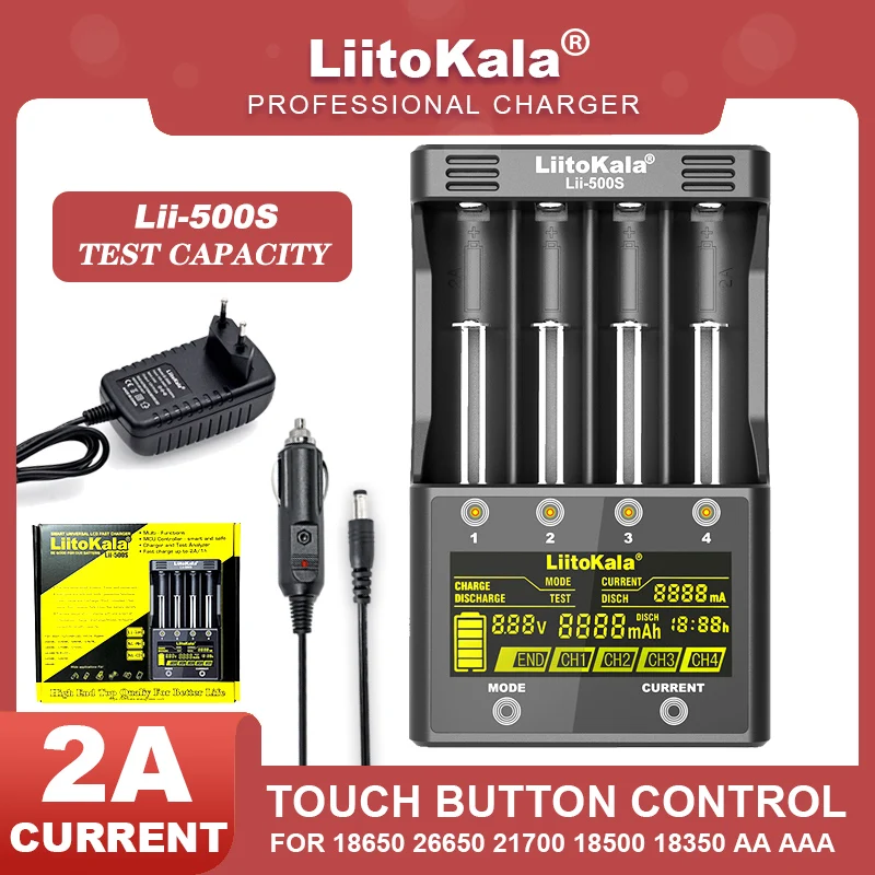 

Liitokala Lii-M4S Lii-500 Lii-500S Lii-PD4 S6 LCD 3.7V 18650 18350 18500 21700 20700 14500 26650 AA NiMH Lithium Battery Charger