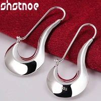 925 sterling silver smooth hook hoop earrings for women jewelry party engagement wedding fashion charm