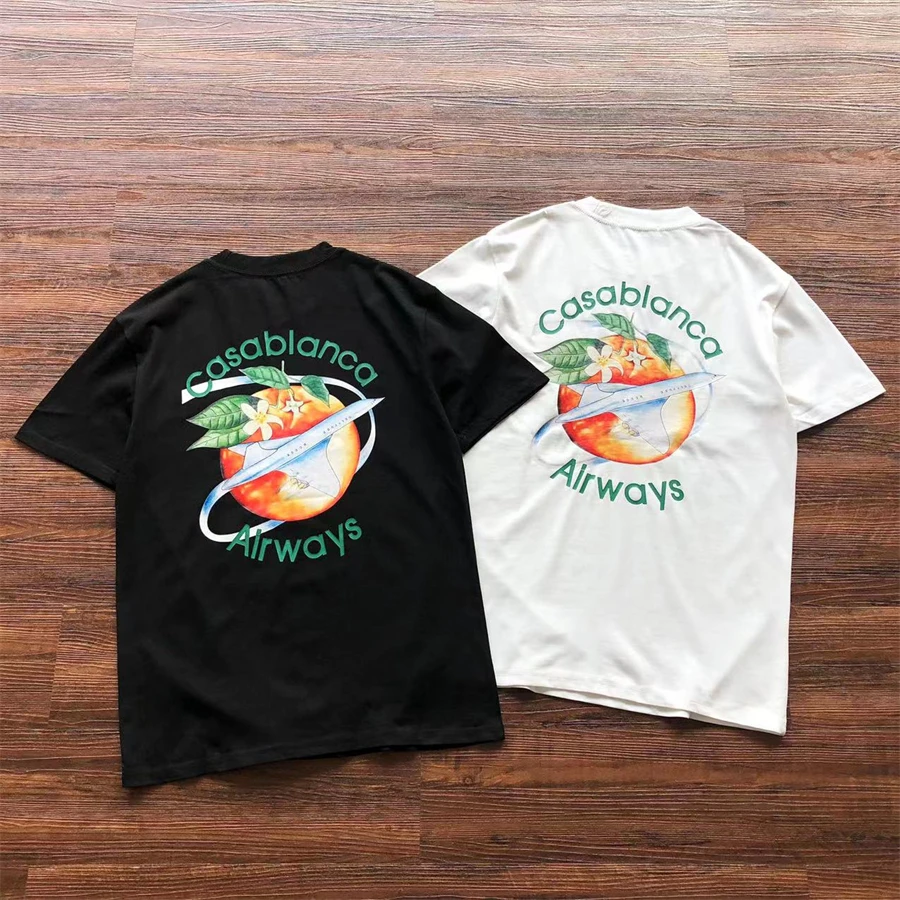 

Футболка с коротким рукавом для мужчин и женщин, с принтом самолета, Топ в стиле Касабланки, цвет черный/белый