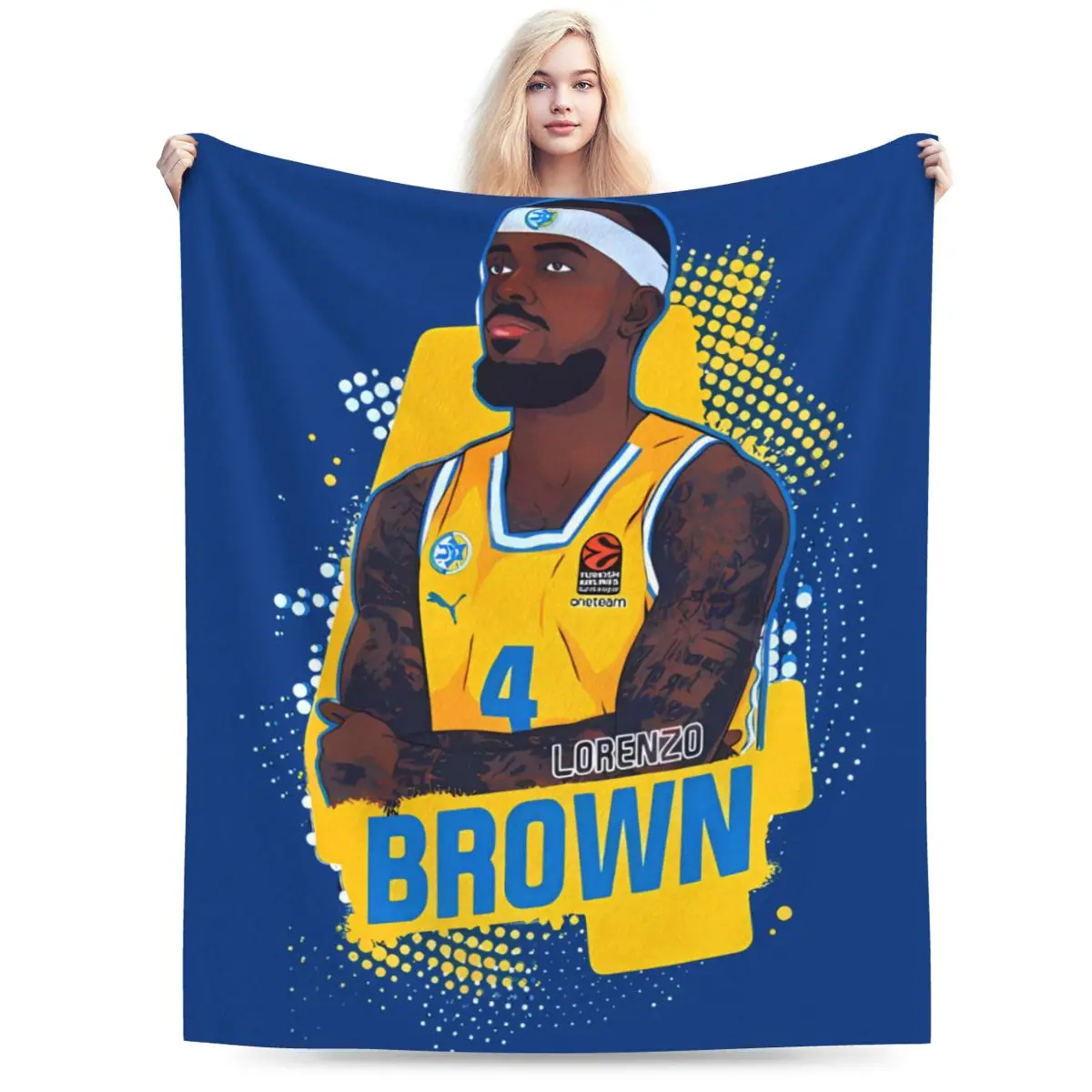 Всесезонное Флисовое одеяло для баскетбола Maccabi Tel AV ультрамягкое фланелевое