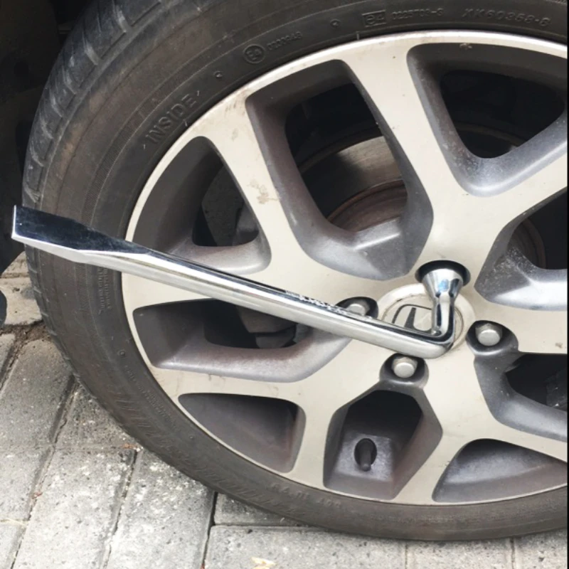 

17/19/21mm 2 End L Type Socket Wrench Crowbar Tire Wheel Lug Nut Wrench Hex Key Socket Spanner Tool Car Tyre Removal Tool