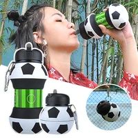 550ml foldable outdoor sports water bottle silicone folding cup football water bottles portable soccer ball shaped water cup