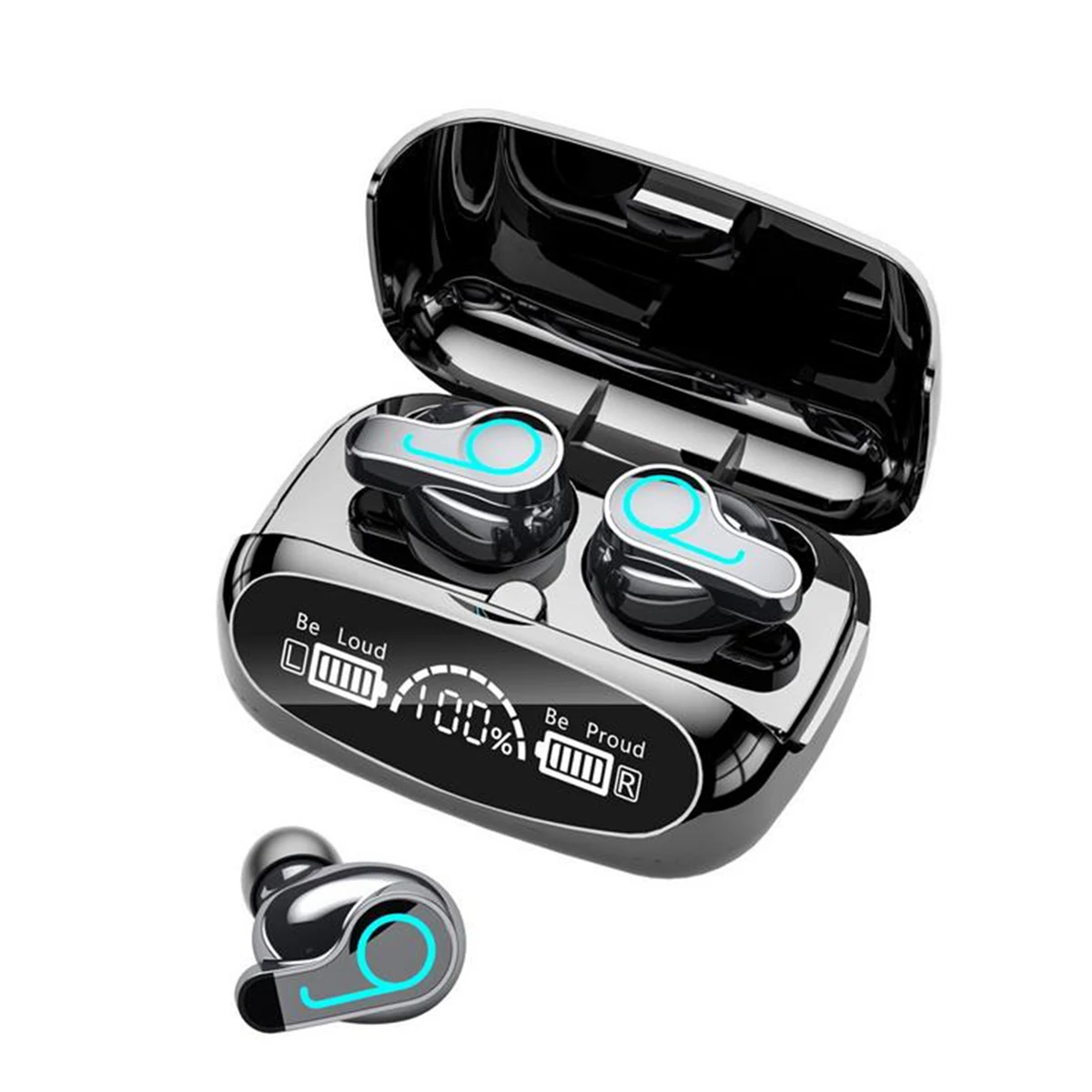 

M32-B TWS Bluetooth Earphone V5.1 Wireless Headsets Semi-In-Ear Sports Waterproof Digital Display Stereo Headphones