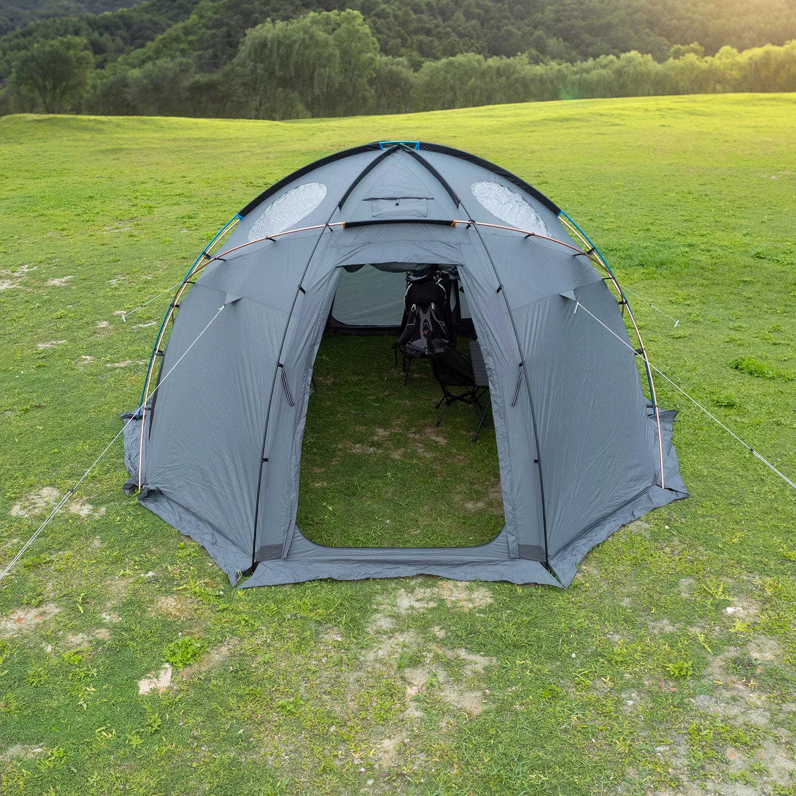 

TOMSHOO 13.4 x 6.9 Feet Camping Dome Tent for 4-6 Persons Outdoor Waterproof Tent with Stove Jack for Family Camping