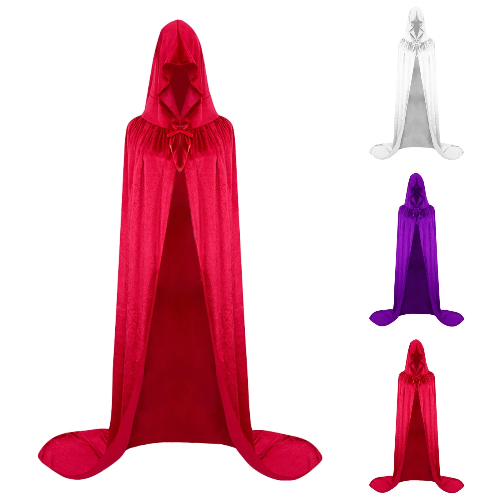 

Gothic Hooded Halloween Cloaks Adult Elf Witch Long Purim Carnival Capes Robe Larp Women Men Vampires Grim Reaper Party Costume