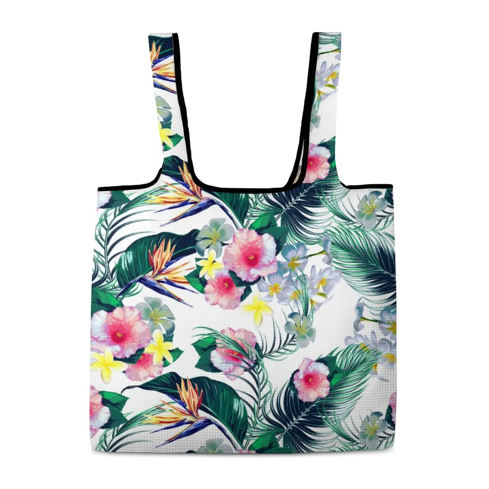 Full Printed Shopping Bag Casual Shopper Bag Foldable Tote Bags High Capacity Travel Shoulder Bag Custom Pattern