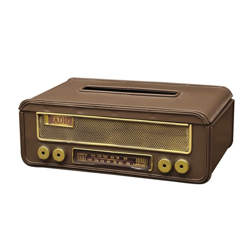 

Retro Tissue Box, Vintage Rectangular Toilet Paper Storage Container Radio-shape Iron Tissue Dispenser for Kitchen Home