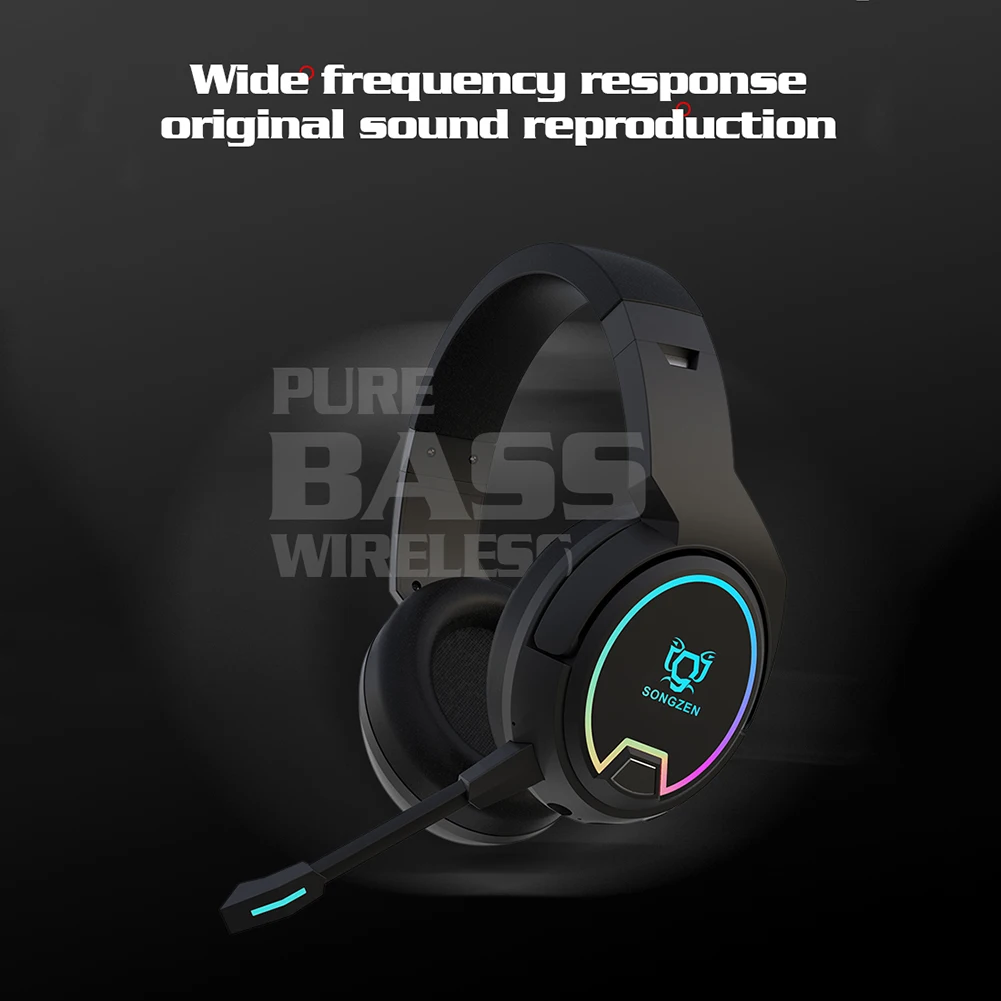 

Игровая гарнитура RGB с глубокими басами, Bluetooth-совместимые наушники-вкладыши со стереозвуком 5,0, с активным шумоподавлением и микрофоном