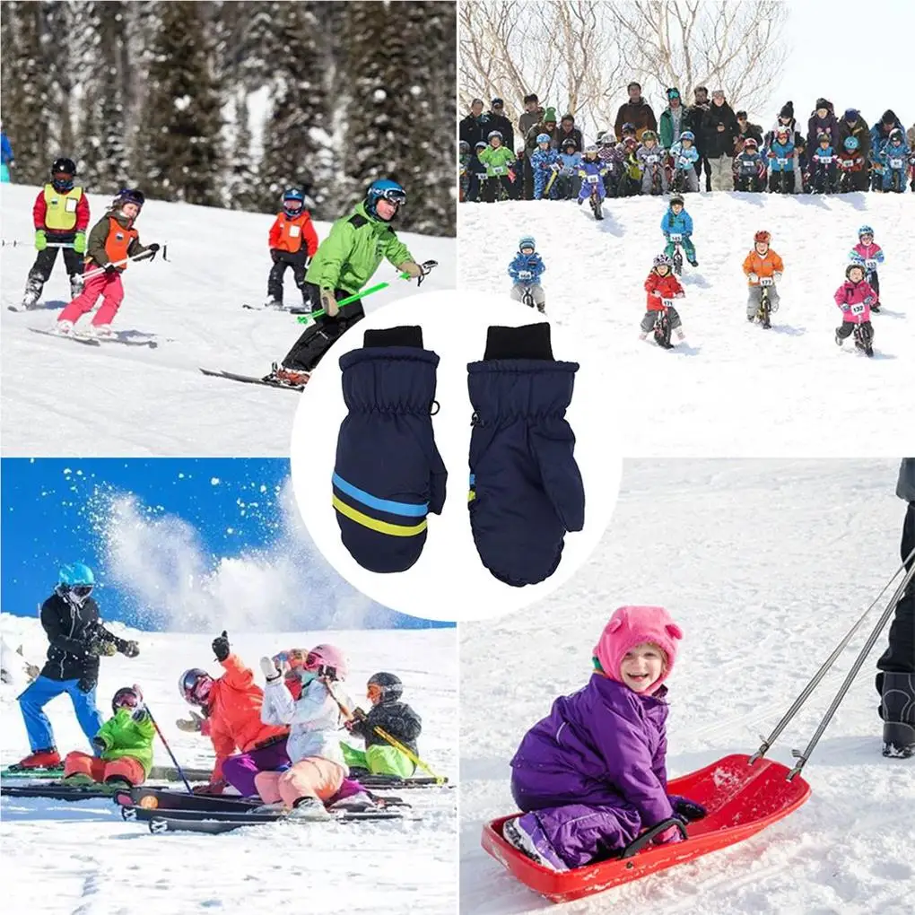 

2Pcs Children Ski Mittens Boys Warm-Keeping Waterproof WIndproof Gloves Hand Warmers Driving Sports Climbing Motorcycle