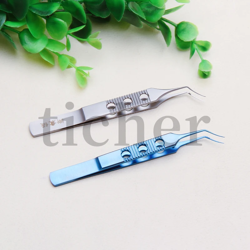 Ophthalmic Capsulorhexis Stainless 3-hole Dovetail Micro Forceps Titanium Tweezers Instruments