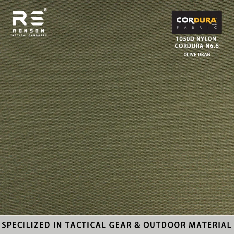 Фото Ткань Ronson Olive Drab 1000D N6.6 из нейлона Cordura Mil-spec с ПУ-покрытием Near-Infrared NIR WR для тактического снаряжения и спортивной одежды для активного отдыха №1