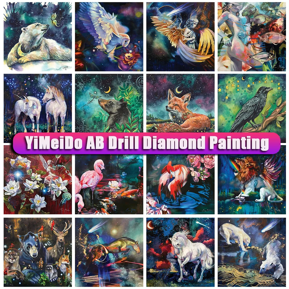 

YIMEIDO 5D DIY AB Diamond Painting Lion Flamingos Full Drill Mosaic Diamond Embroidery Animals Cross Stitch Home Decoration Gift
