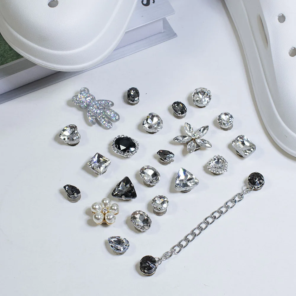 Colorful Rhinestones croc charms shoe decoration diamond chain designe  DIY bear shoe Buckle combiation for croc girl friend gif
