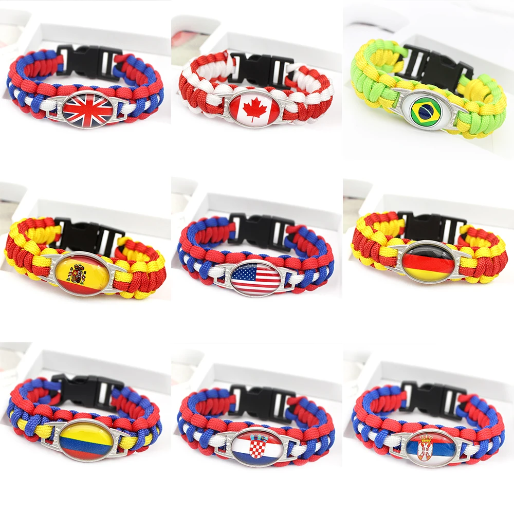 

World Country Flag Bracelet for Men Women USA Canada Germany Serbia National Flag Paracord Bracelet Bangles Lovers Jewelry Gifts