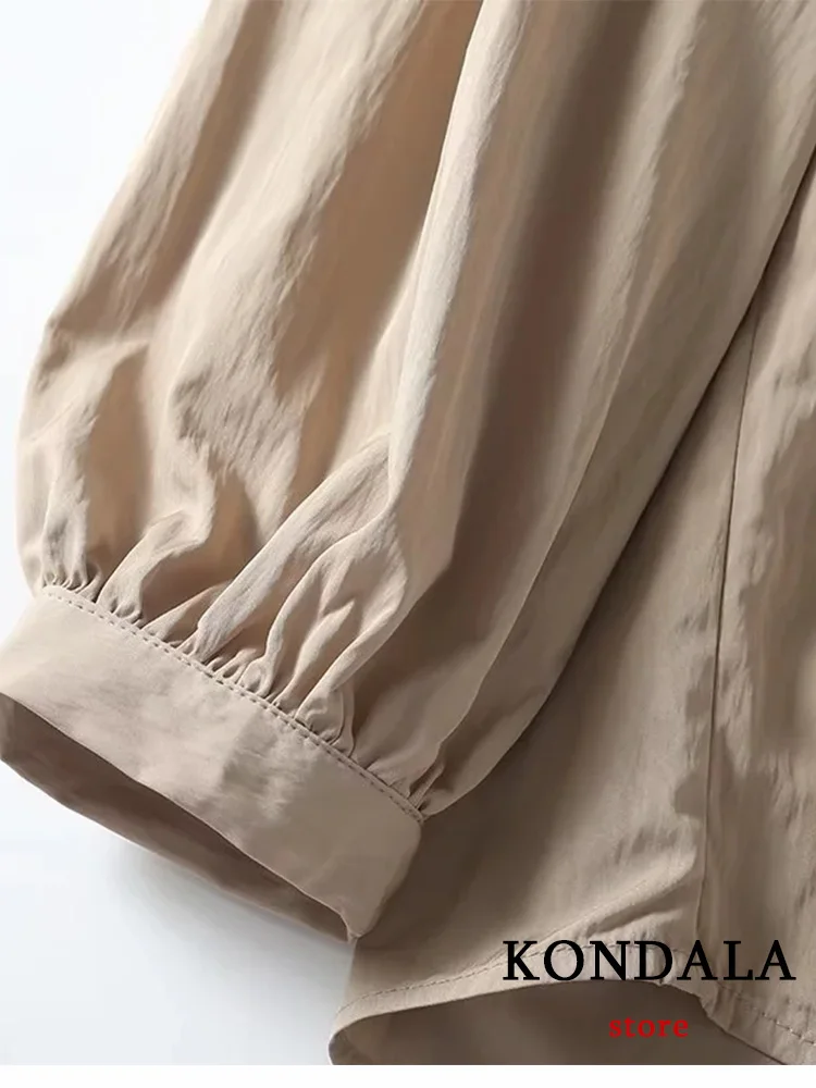 Повседневные винтажные женские рубашки KONDALA однотонная однобортная Свободная