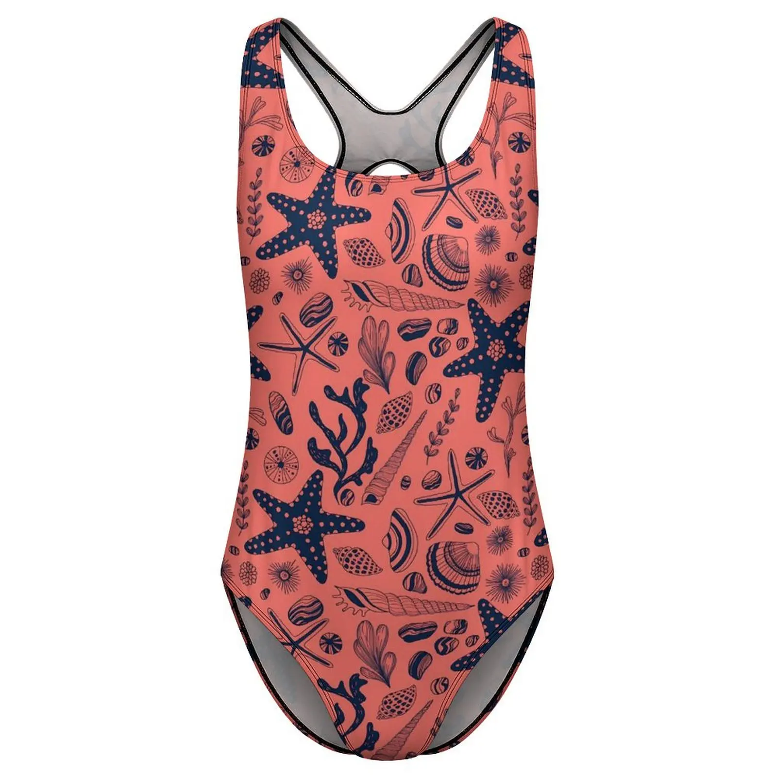 Купальник с морскими ракушками живой коралловый купальник цельный спортивный