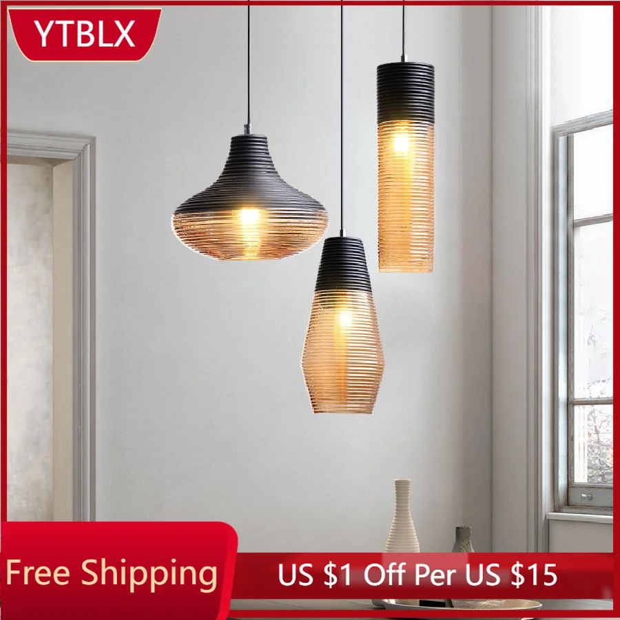 

E27 Lamp Holder Nordic Restaurant Pendant Lights Modern Living Room Chandelier Kitchen Bedroom Coffee Shop Glass Lamps Lighting