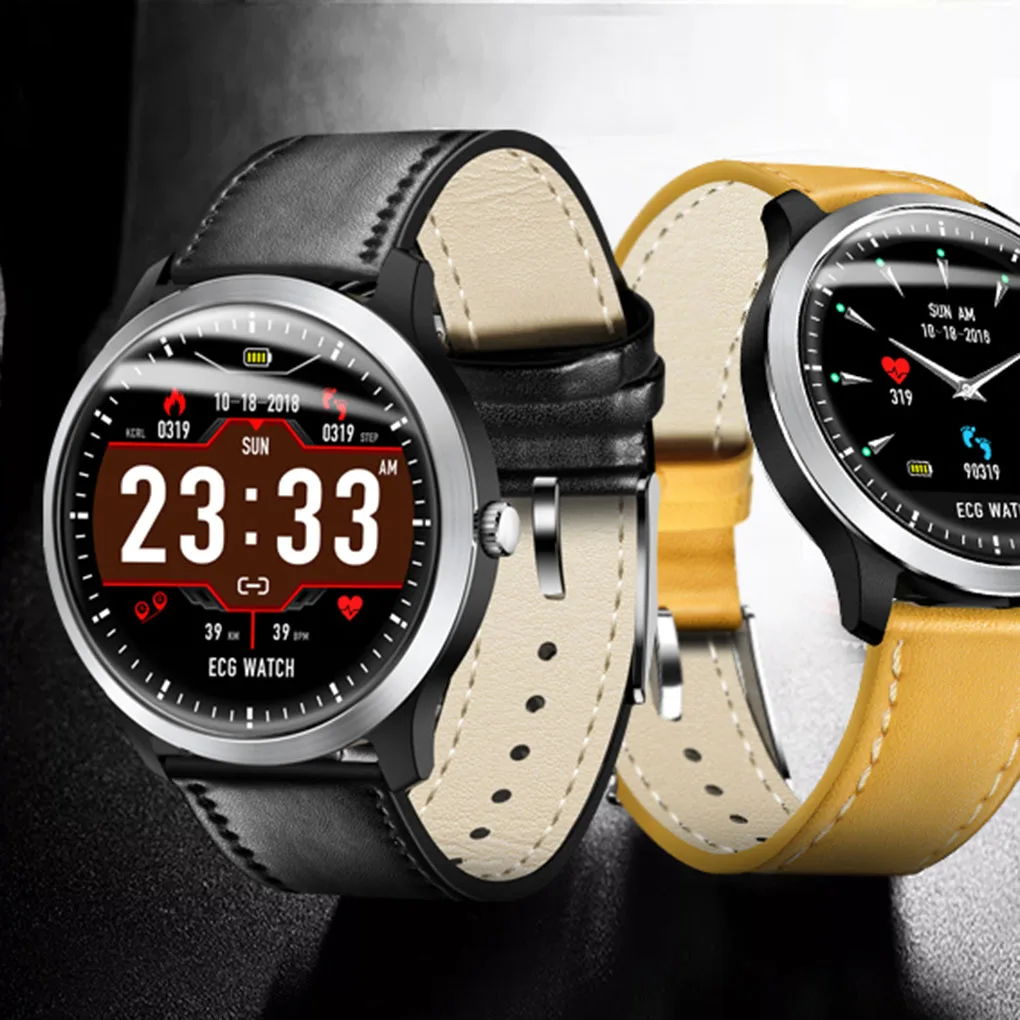 

N58 Smart Watch IP67 Bluetooth Waterproof Heart Rate Blood Pressure Smart Watch Fitness Round PPG+ECG Wristwatch Call Reminder
