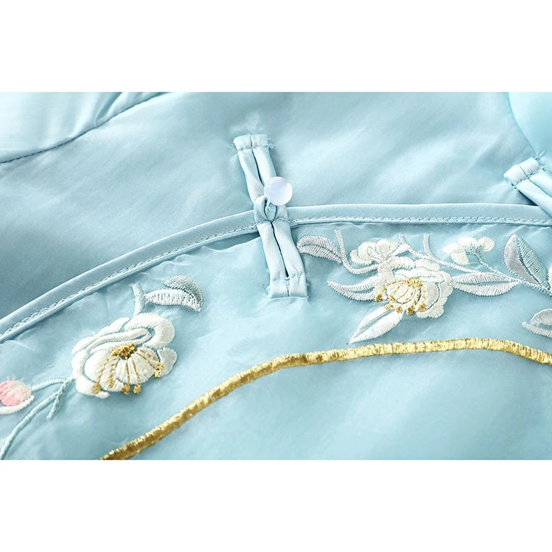 Новинка 2023 года, китайское платье Cheongsam, женское струящееся свободное платье в стиле ретро с вышивкой, элегантное летнее повседневное платье макси, модифицированное Ципао (art.: 3920cffb89b72) - 3920cffb89b72