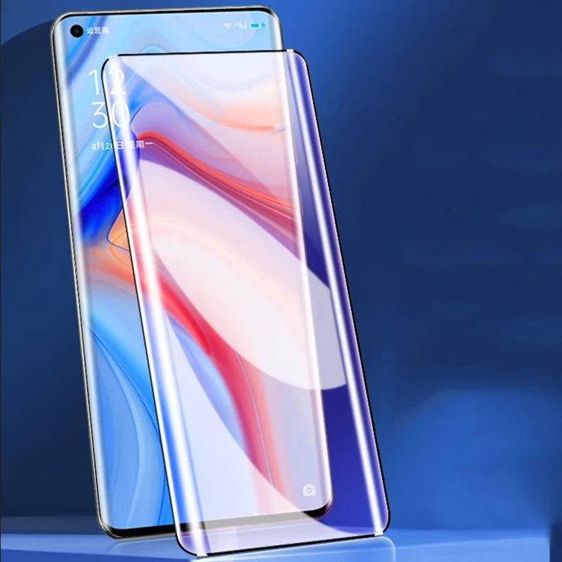 Защитное стекло для Oppo Reno 3 4 Pro 5G, закаленное, 3D, с полным покрытием, синего цвета