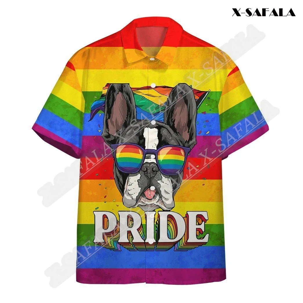 

Гордость собака и Радуга 3D Печатный летний модный свободный мешковатый Повседневный Гавайский праздник пляжная рубашка Мужские Женские топы-1
