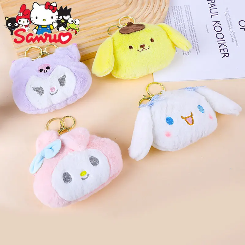 

Sanrio Melody Kuromi Cinnamoroll Pochacco Cartoon Plush Coin Purse Doll Key Case Headphone Storage Bag for Girls Birthday Gifts