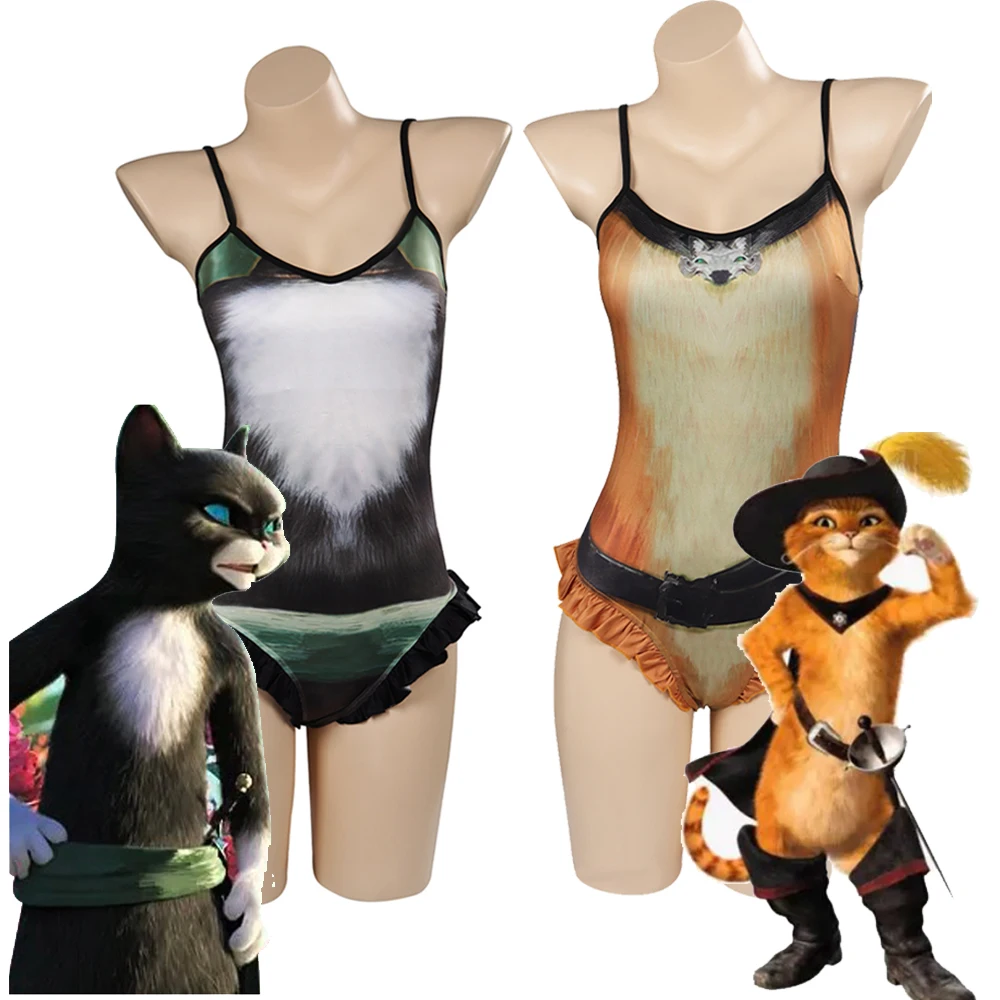 

Anime Puss in Boots Cosplay Costume The Last Wish Jumpsuit Swimwear Female Outfits Halloween Carnival Party Girls Swimming Suit