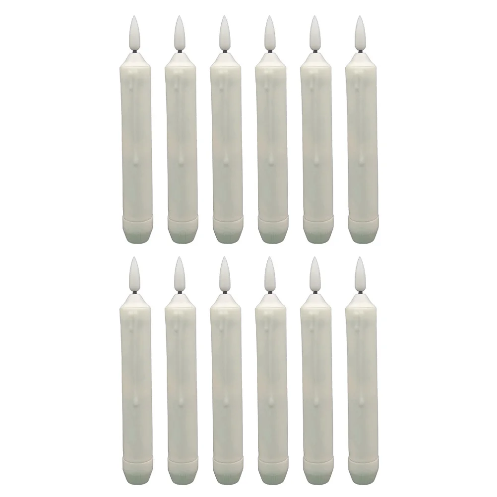 

12 Pcs Electronic Menorah Flickering Candles Faux Taper Candlesticks Electric LED Decor Artificial Light