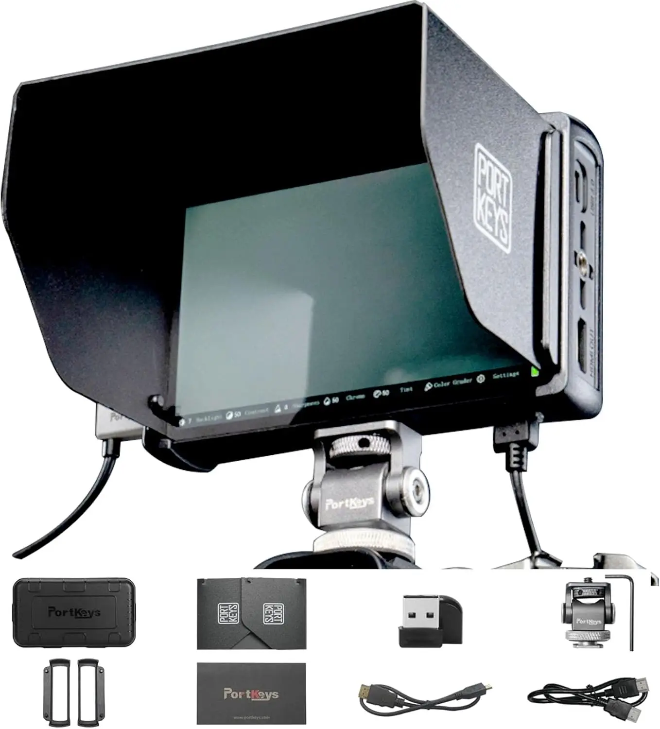 Фото Монитор PortKeys LH5C 5.5'' HD IPS для камеры, 800 нит, высокая яркость, с солнцезащитным козырьком, 3D LUT, режиссерский полевой монитор для видеосъемки №2