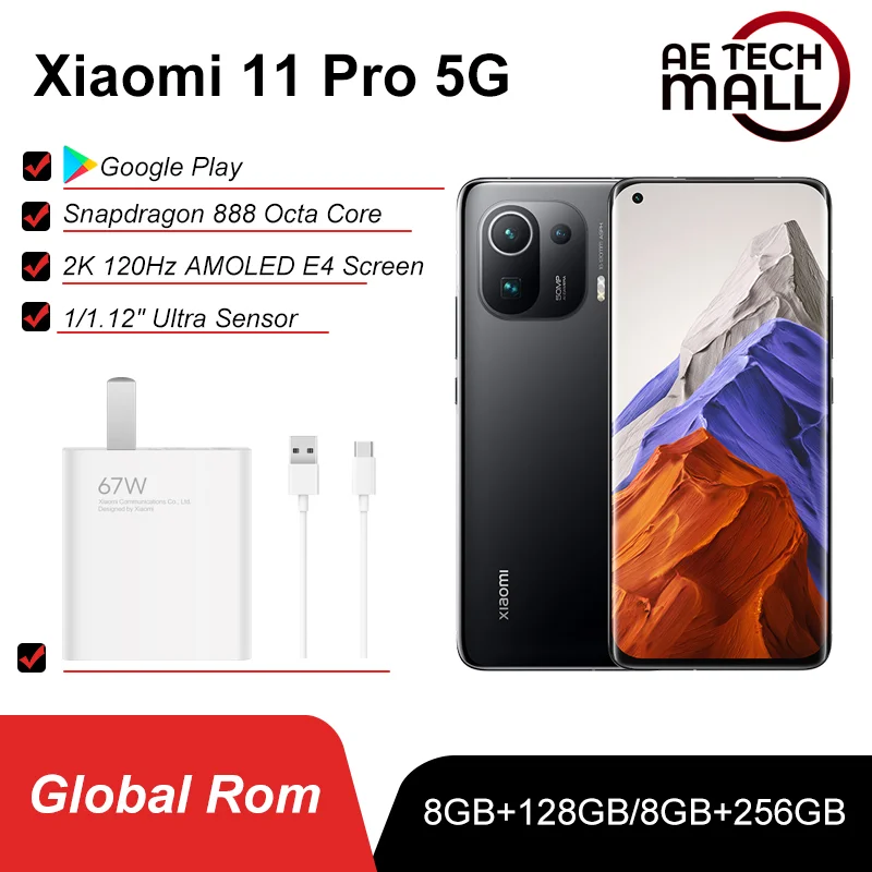 Смартфон Xiaomi Mi 11 Pro телефон с глобальной прошивкой 128 ГБ/256 ГБ Восьмиядерный
