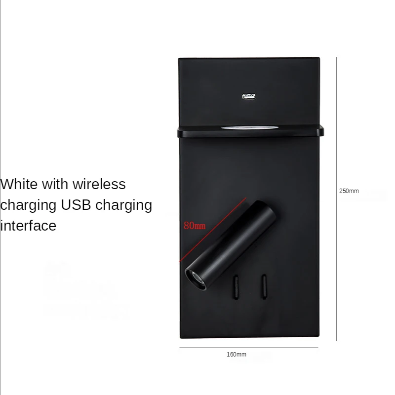 Настенный комнатный светильник для чтения лампа спальни с беспроводной зарядкой